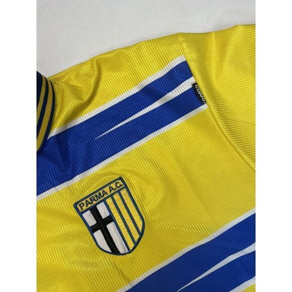 VINTAGE Calvo Parma AC 18 Jersey Men XL Soccer Futbol Yellow Parmalat - Picture 4 of 8